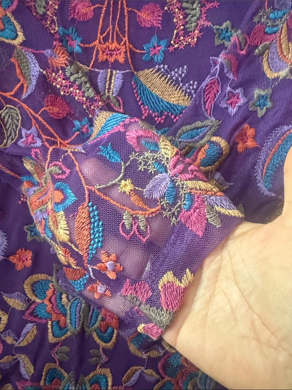 Jonny Was Jade Multicolor Rebecca Embroidered Purple Blouse - Picture 4 of 14